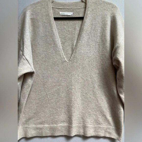 Oak + Fort wool  blend deep v neck oversized sweater Sz S - Picture 3 of 10